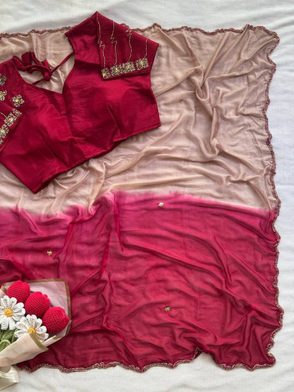 Ombre Cutdana Chiffon Saree