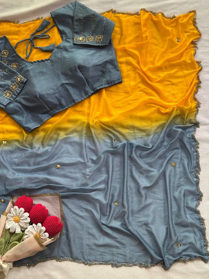 Ombre Cutdana Chiffon Saree