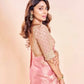Blush Pearl Bead Work Silk Saree