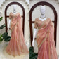 Blush Pearl Bead Work Silk Saree