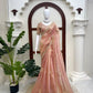 Blush Pearl Bead Work Silk Saree