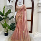 Blush Pearl Bead Work Silk Saree