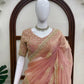Blush Pearl Bead Work Silk Saree