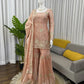 Champagne Peach Silk Sequins Embroidered Sharara Suit for Wedding & Festive Wear
