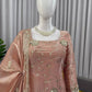 Champagne Peach Silk Sequins Embroidered Sharara Suit for Wedding & Festive Wear