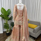 Champagne Peach Silk Sequins Embroidered Sharara Suit for Wedding & Festive Wear