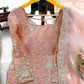 Champagne Peach Silk Sequins Embroidered Sharara Suit for Wedding & Festive Wear