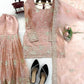Champagne Peach Silk Sequins Embroidered Sharara Suit for Wedding & Festive Wear