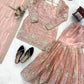 Champagne Peach Silk Sequins Embroidered Sharara Suit for Wedding & Festive Wear