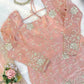 Champagne Peach Silk Sequins Embroidered Sharara Suit for Wedding & Festive Wear