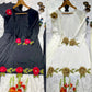Rosette Embroidered Crepe Sharara