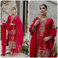 Crimson Red Pure Crunchy Silk Sequins Embroidered Kurti Palazzo Set for Wedding Wear