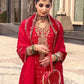 Crimson Red Pure Crunchy Silk Sequins Embroidered Kurti Palazzo Set for Wedding Wear