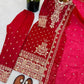 Crimson Red Pure Crunchy Silk Sequins Embroidered Kurti Palazzo Set for Wedding Wear