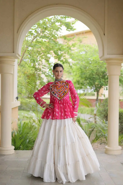 Bandhni Gamthi Peplum Lehenga Set