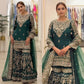 Bottle Green Zari Meena Sharara Set