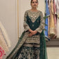 Bottle Green Zari Meena Sharara Set