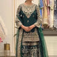 Bottle Green Zari Meena Sharara Set