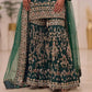 Bottle Green Zari Meena Sharara Set
