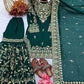 Bottle Green Zari Meena Sharara Set