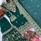 Bottle Green Zari Meena Sharara Set