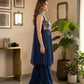 Navy Rangoli Crush Embroidered Peplum Palazzo Set