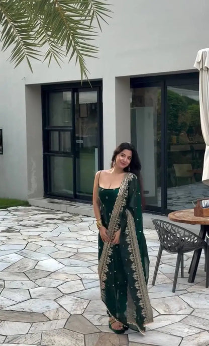 Emerald Sequin Thread Kurta Set
