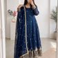 Navy Sequin Booti Anarkali Gown