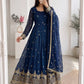 Navy Sequin Booti Anarkali Gown
