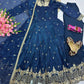 Navy Sequin Booti Anarkali Gown
