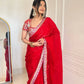 Crimson Zari Sequin Saree