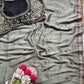 Peacock Embroidered Silk Saree