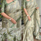 Tussar Linen Leaf Print Saree