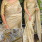 Tussar Linen Leaf Print Saree