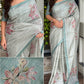 Tussar Linen Leaf Print Saree