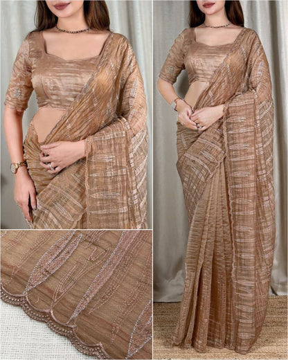 Turkish Leaf Embroidery Saree