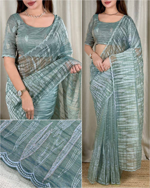 Turkish Leaf Embroidery Saree