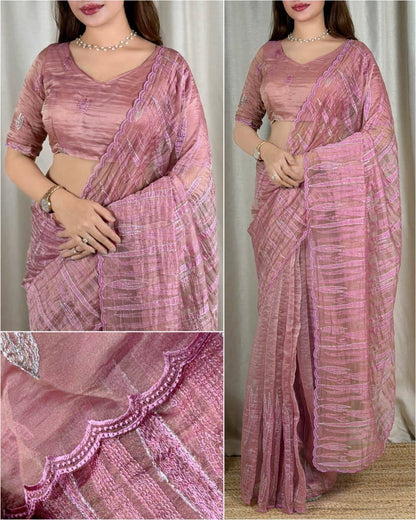 Turkish Leaf Embroidery Saree