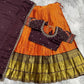 Kanjivaram Maggam Work South Style Half Lehenga Half Saree