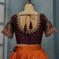 Kanjivaram Maggam Work South Style Half Lehenga Half Saree