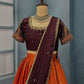 Kanjivaram Maggam Work South Style Half Lehenga Half Saree