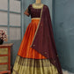 Kanjivaram Maggam Work South Style Half Lehenga Half Saree