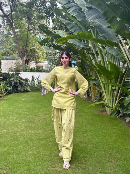 Lime Zari Sequin Farshi Suit