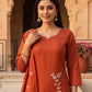 Rust Floral Vine Kurta Set