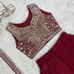 Maroon Embroidered Crop Palazzo
