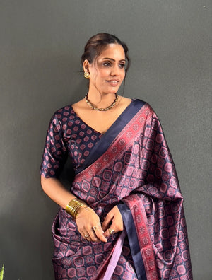 Ajrakh Print Crepe Saree
