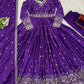 American Silk Thread and Sequin Embroidered Gown Set
