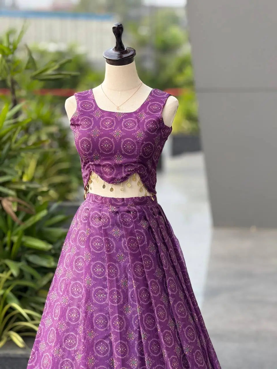Amethyst Aura Pure Organza Silk Digital Print Lehenga Set