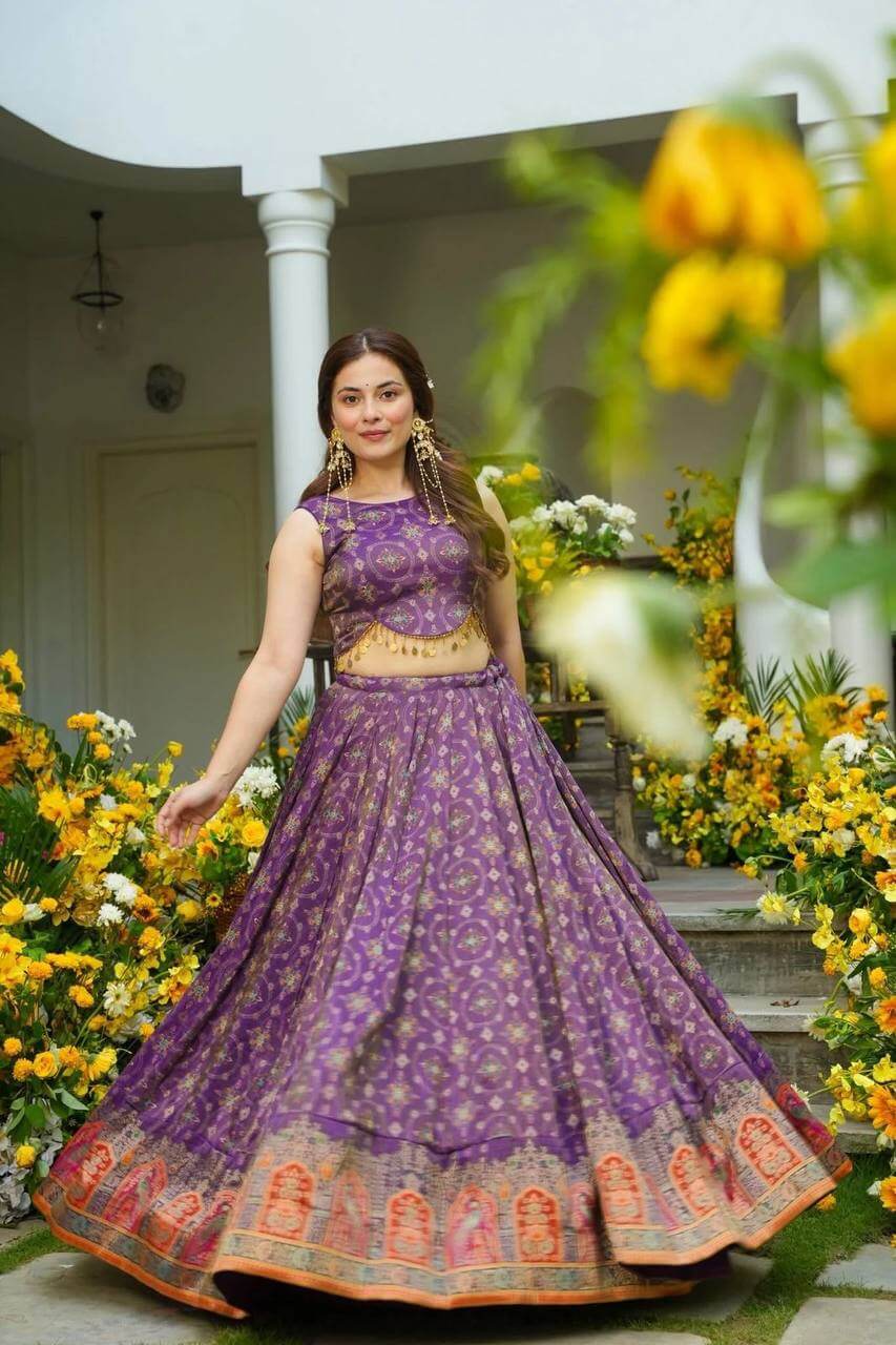 Amethyst Aura Pure Organza Silk Digital Print Lehenga Set