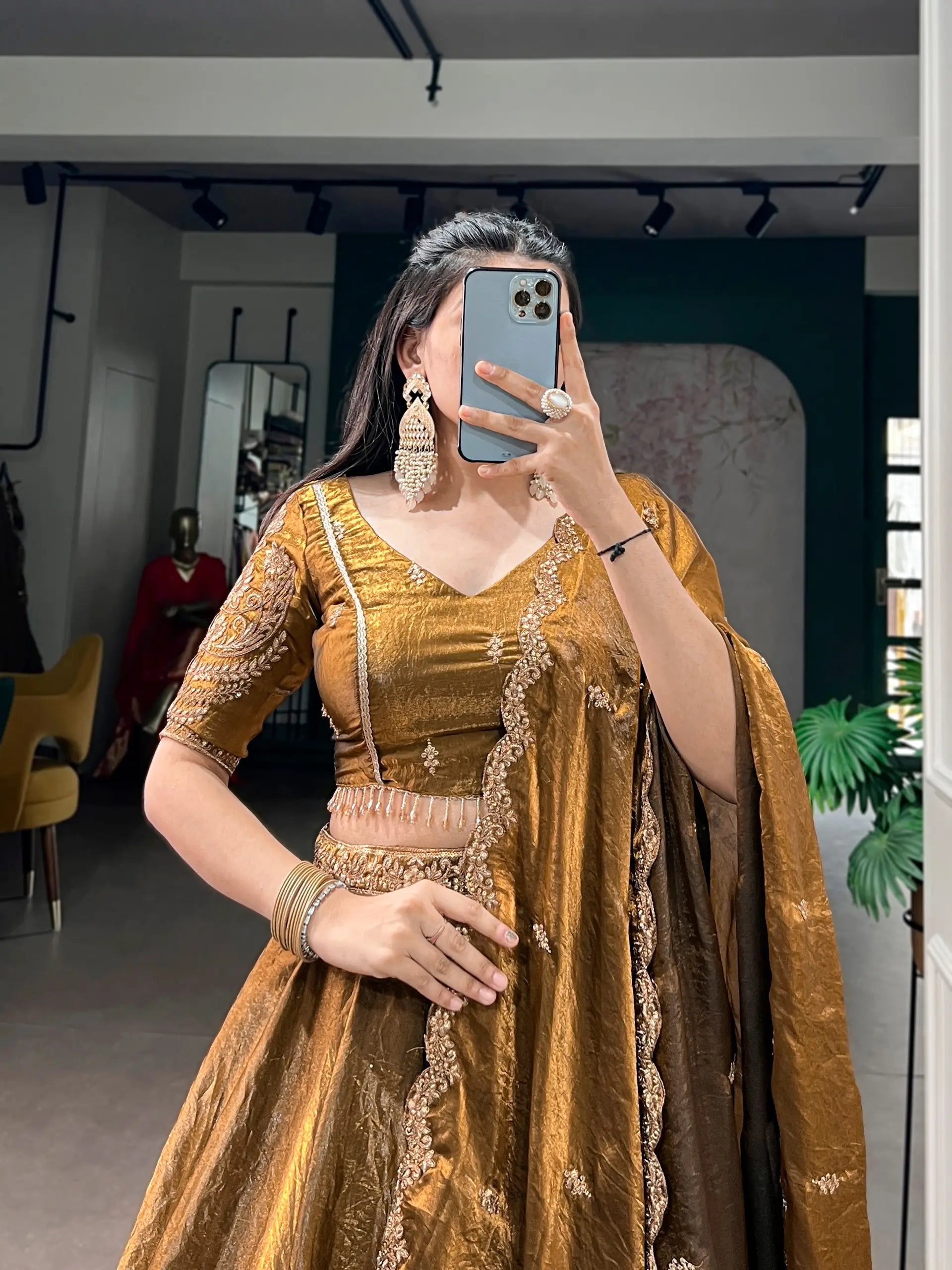 Antique Gold Flair Lehenga Set